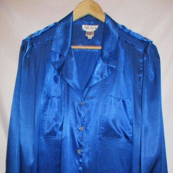 NILANI Tops - ROYAL SATIN DRESSY BLOUSE